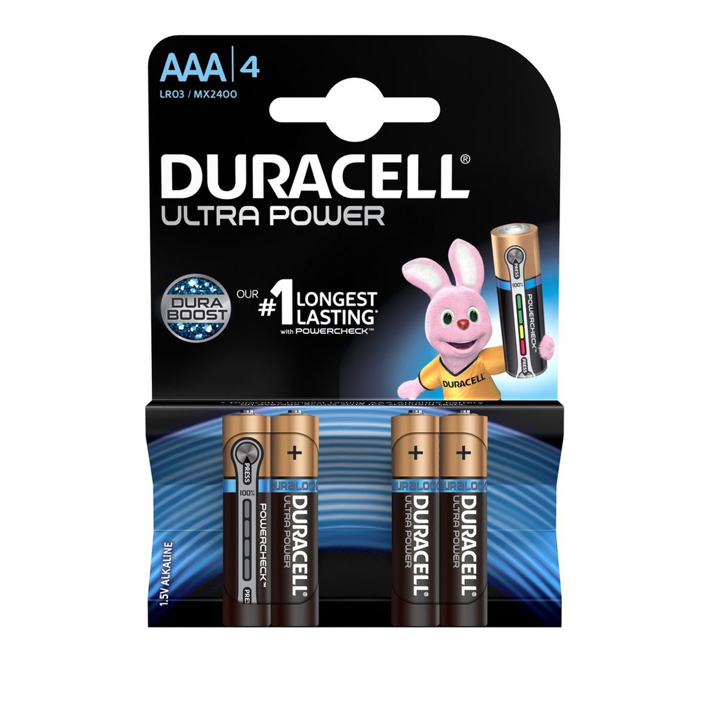 Piles Duracell Alcalines AAA/LR03 1.5V Lot de 4