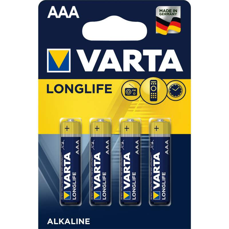 Piles Varta Alcalines Longlife AAA/LR03 1.5V Lot de 4
