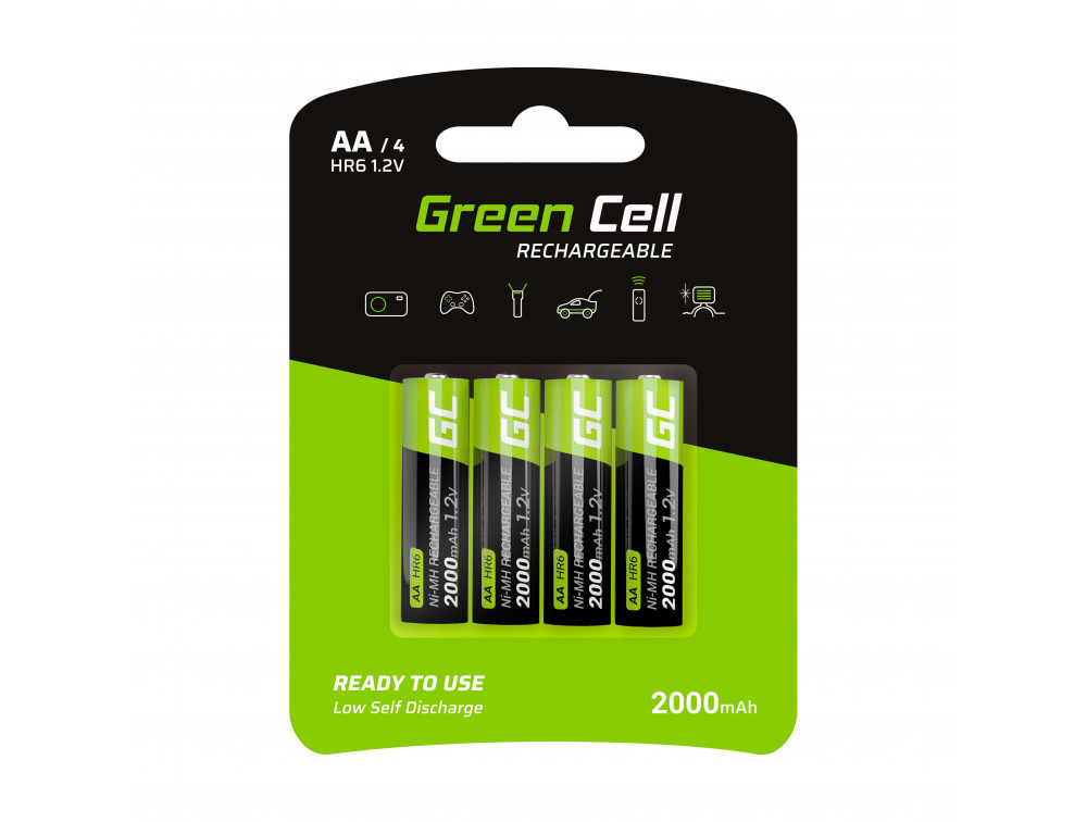 Piles rechargeables Greencell GR02 4xAA 2000mAh