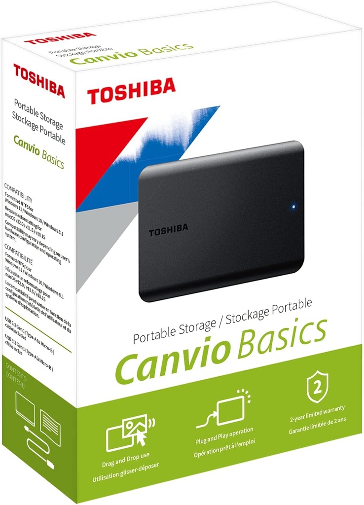 Disque Dur Ext. 1To USB3.0 Toshiba Canvio 2022 2.5&quot;