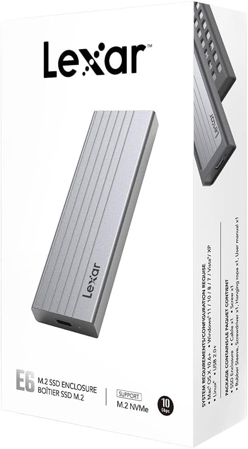 Boitier externe USB 3.2 Lexar E6 - NVMe M.2 Type 2280 (Argent)