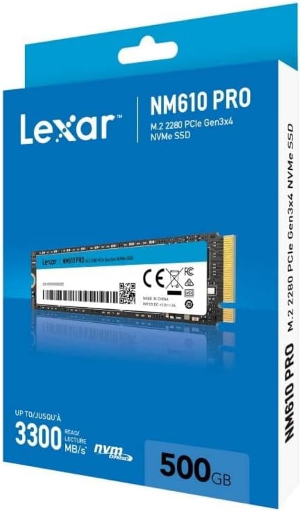 SSD 1To M.2 (2280) Nvme 3.0 Lexar Nm610 Pro