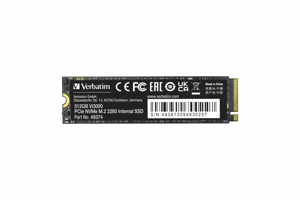 SSD 512Go M.2 (2280) Nvme PCI-E 3.0 Verbatim Vi3000