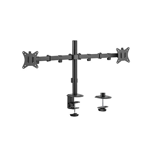 [281102] Support 2 écrans Gembird 281102 , fixation à pince, inclinable, Vesa 100 x 100 - Noir