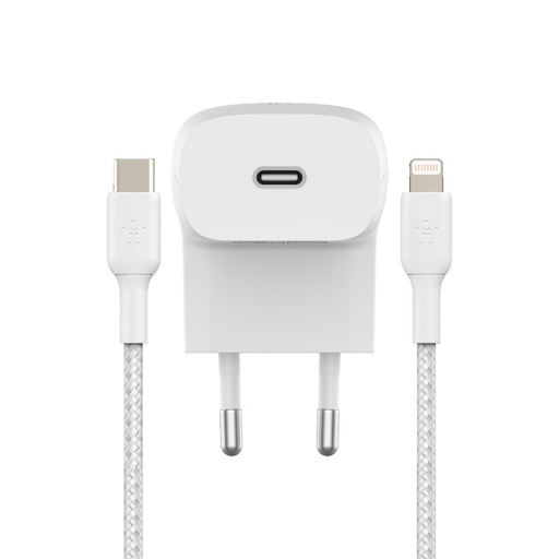 [WCA006VF1MWH-B6] Chargeur secteur USB Type C + 1 câble USB-C > USB-C 1M 20W PD Belkin Blanc