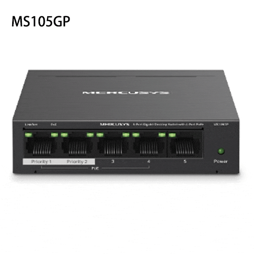 [MS105GP] Switch 5 Ports Gigabit Mercusys MS105GP PoE (4 ports POE) Max 65W