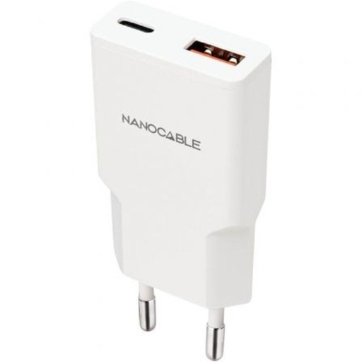 [10.10.2022] Chargeur Secteur Nanocable Blanc USB-A + USB-C Quick Charge 20W PD